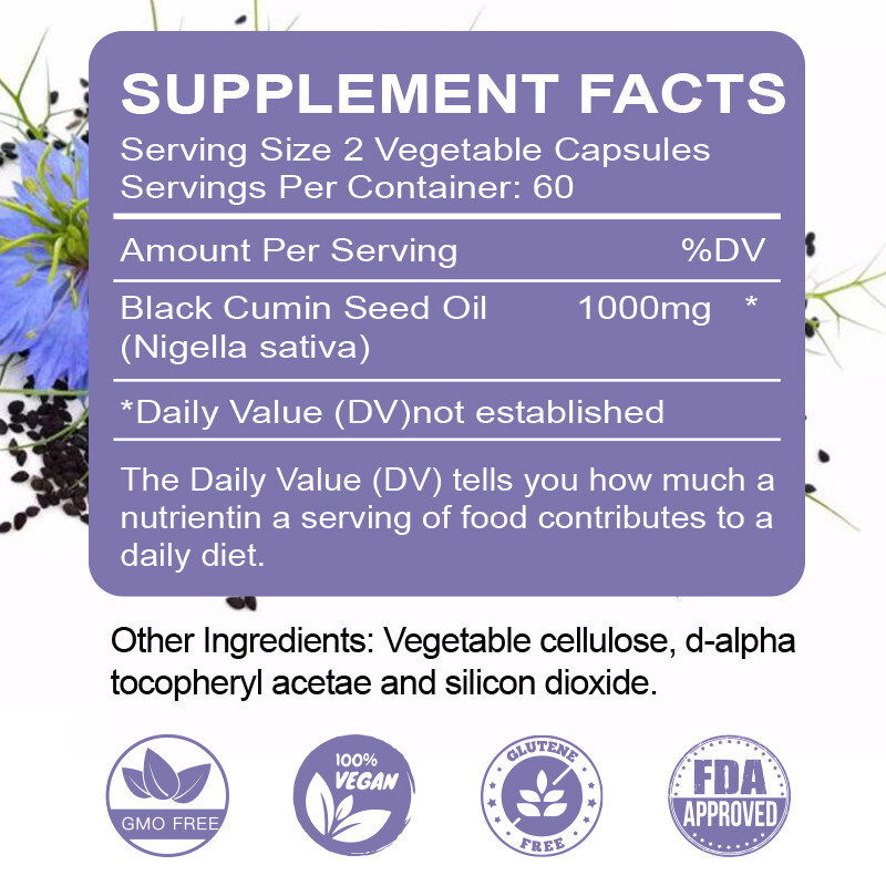 Black Seed Oil Capsules – 100% Pure Organic COLD PRESSED Cumin Nigella Sativa