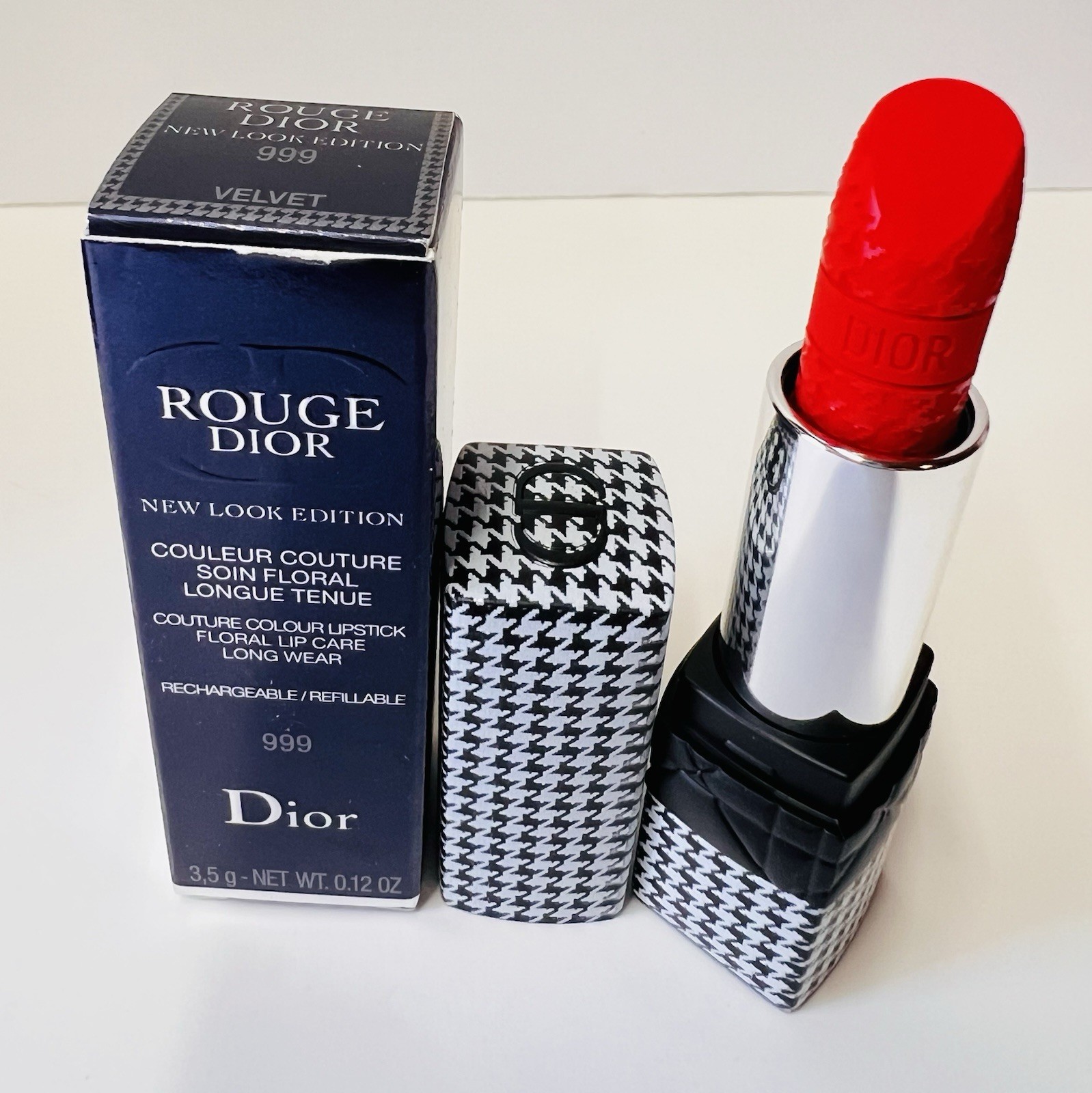 Rouge Dior Refillable Limited Edition Houndstooth Lipstick No.999 Velvet