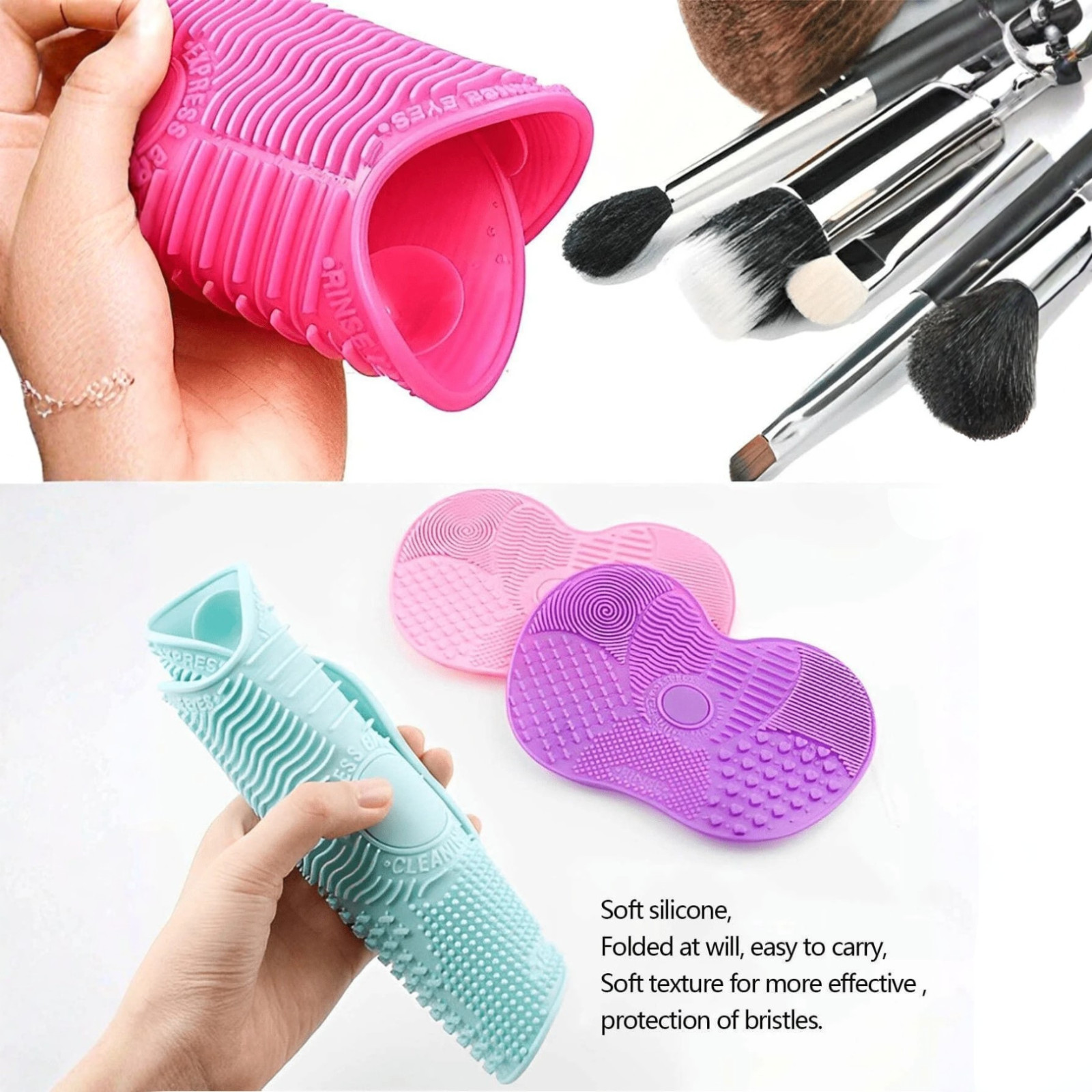 Silicone Makeup Brush Cleaner Mat Scrubber Pad Cosmetic Washing Tool Portable US