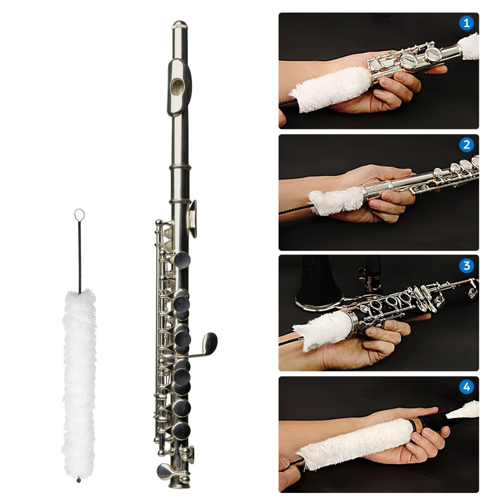 Flute Cleaning Swab Cleaner Kit Brushes for Musical Instruments Cloth Stick