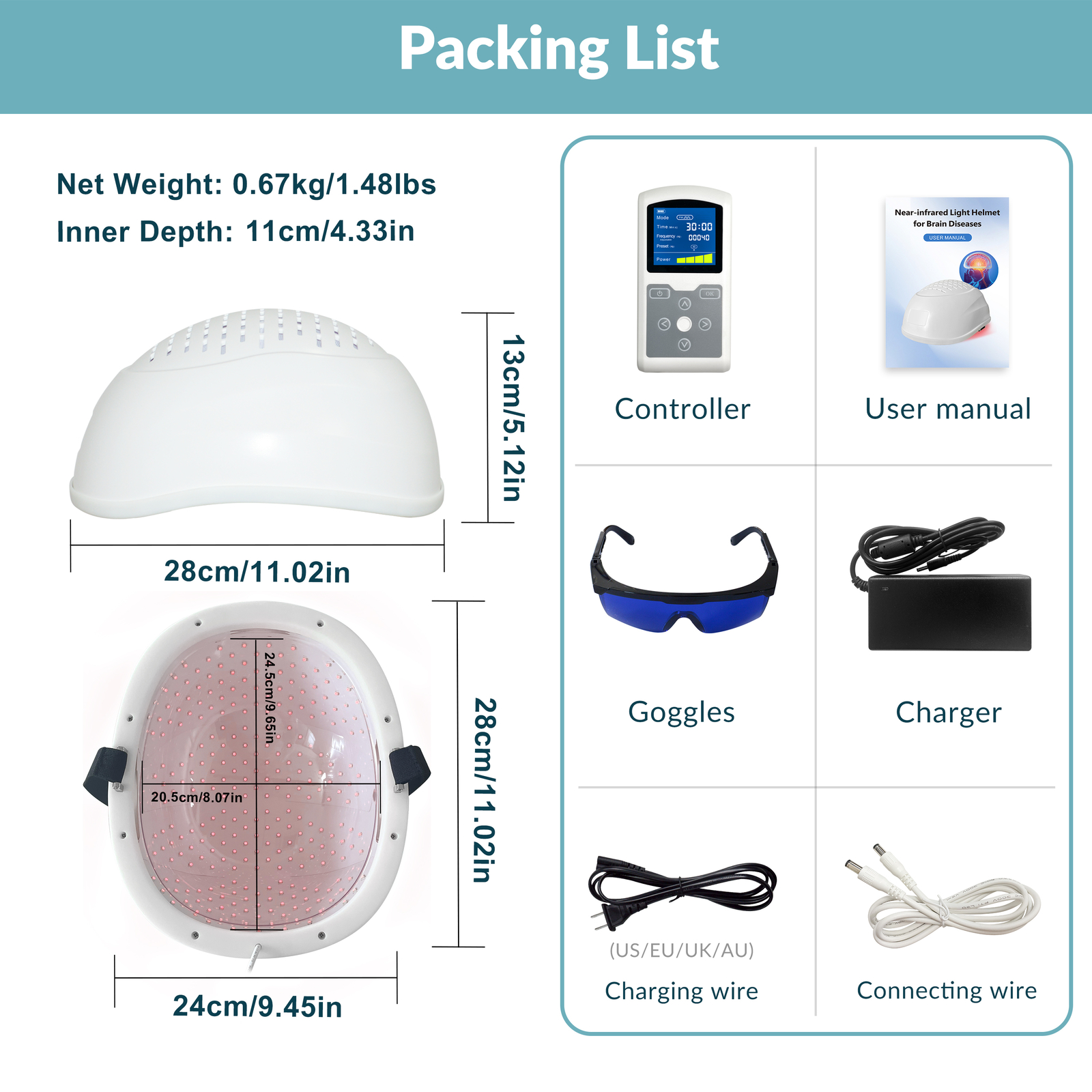 1070nm Led Helmet Physical Therapy Treatment for Parkinson Stroke Light Therapy