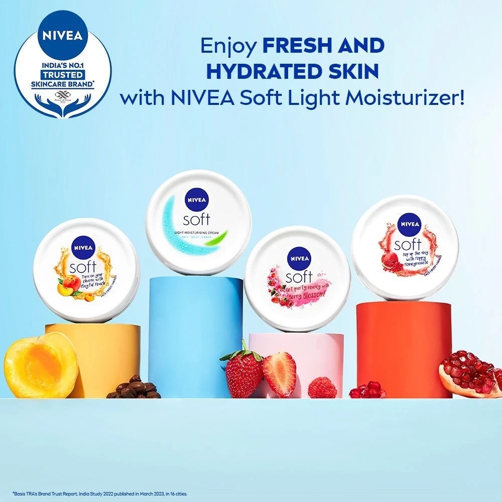 NIVEA Soft Light Moisturizer 200ml | Peppy Pomegranate | For Face, Hand & Body