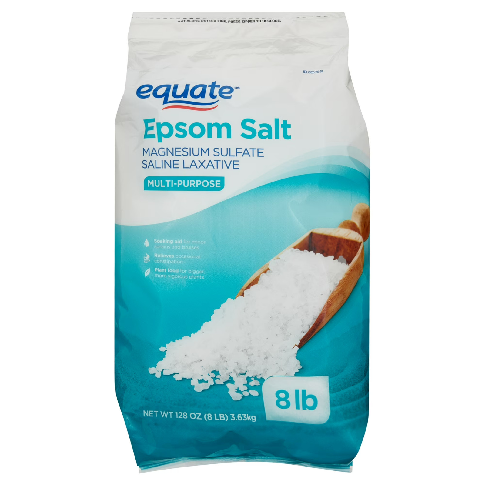 Equate Epsom Salt, Magnesium Sulfate, 128 oz (8lb), Unscented PACK OF 3