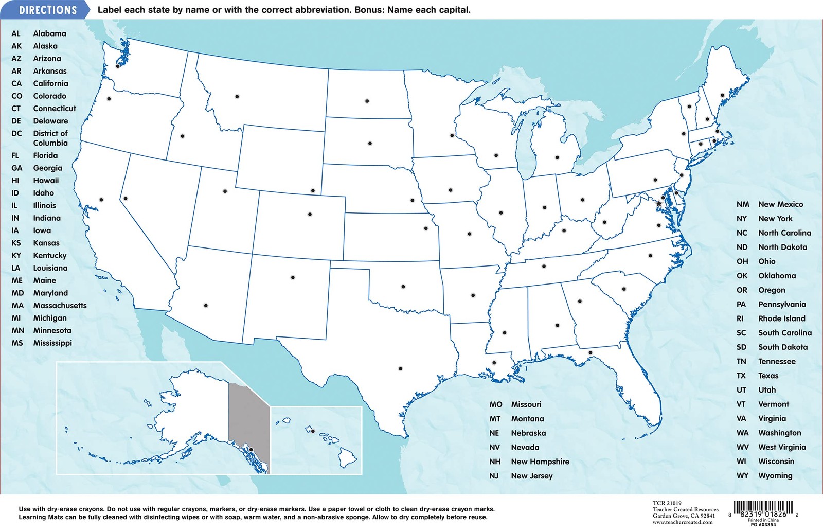 Teacher Created Resources United States of America Map