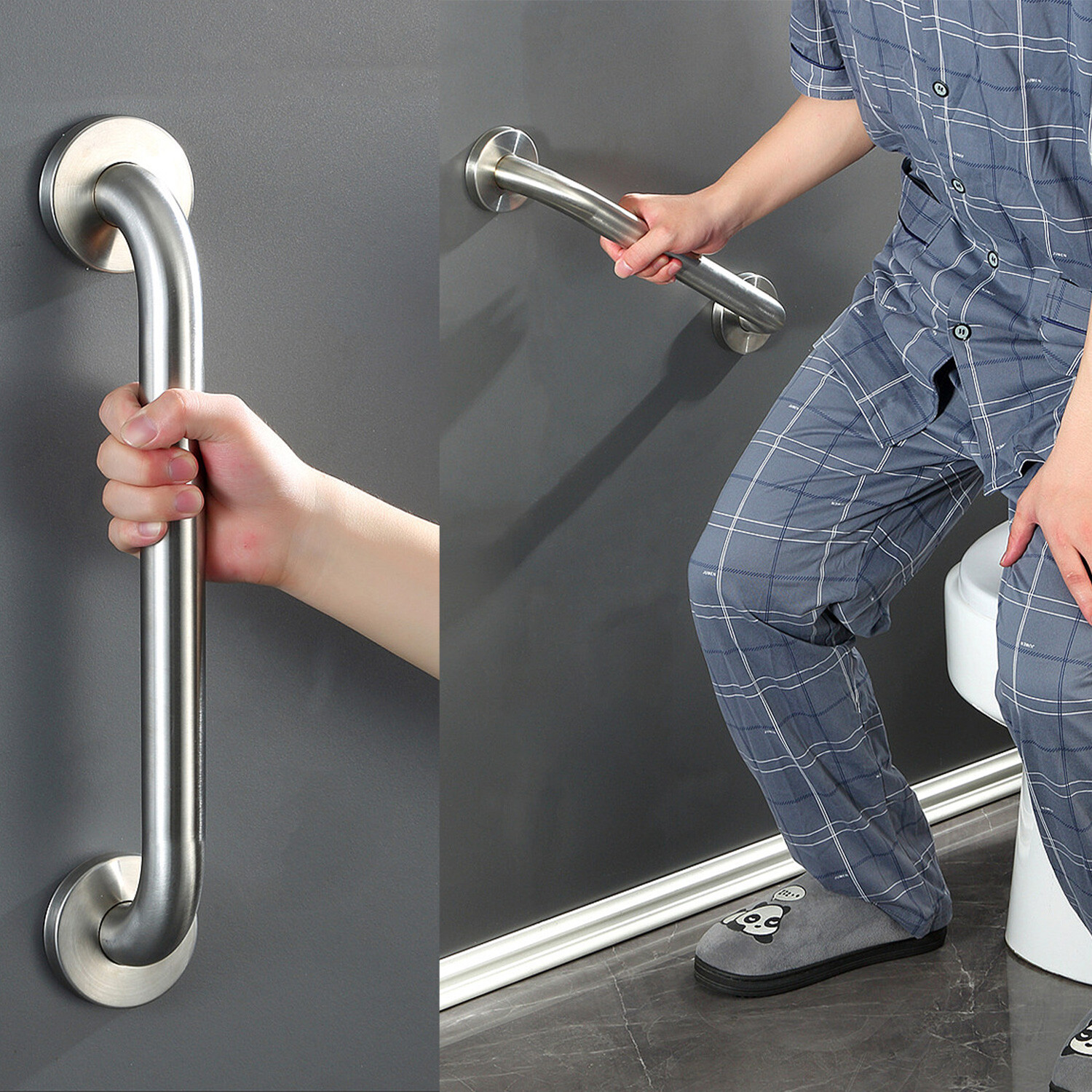 2PCS Stainless Steel Grab Bar Bathroom Safety Handicap Shower Tub Handle Support