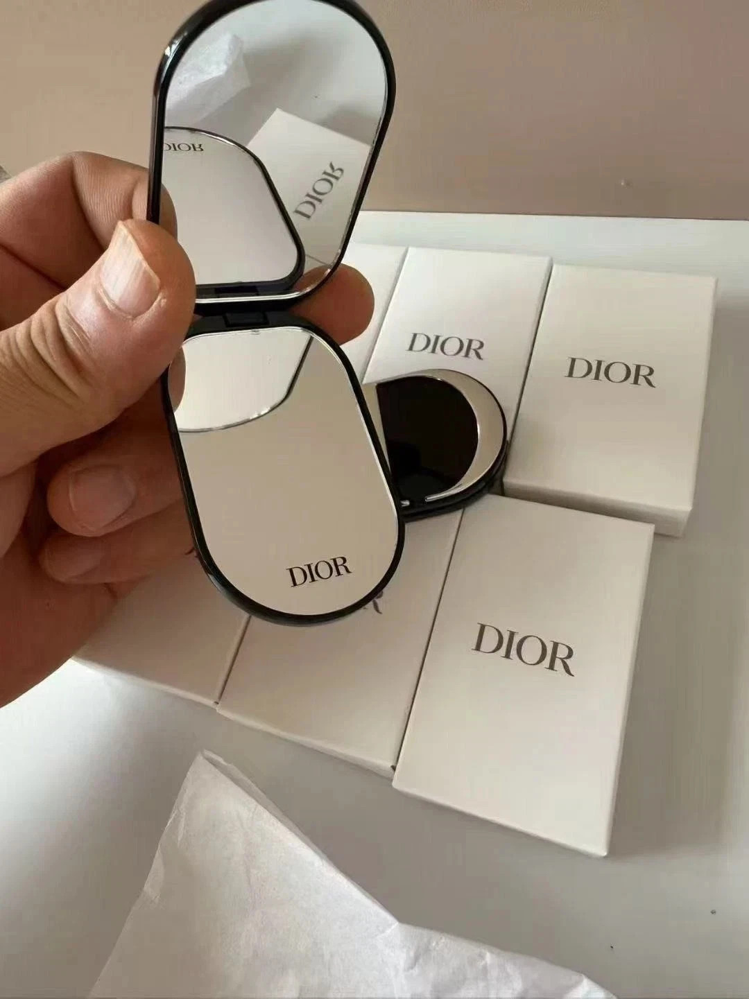 Dior New CD Logo Makeup Mirror with Phone Holder Stand Dual Mirror 3M 2026