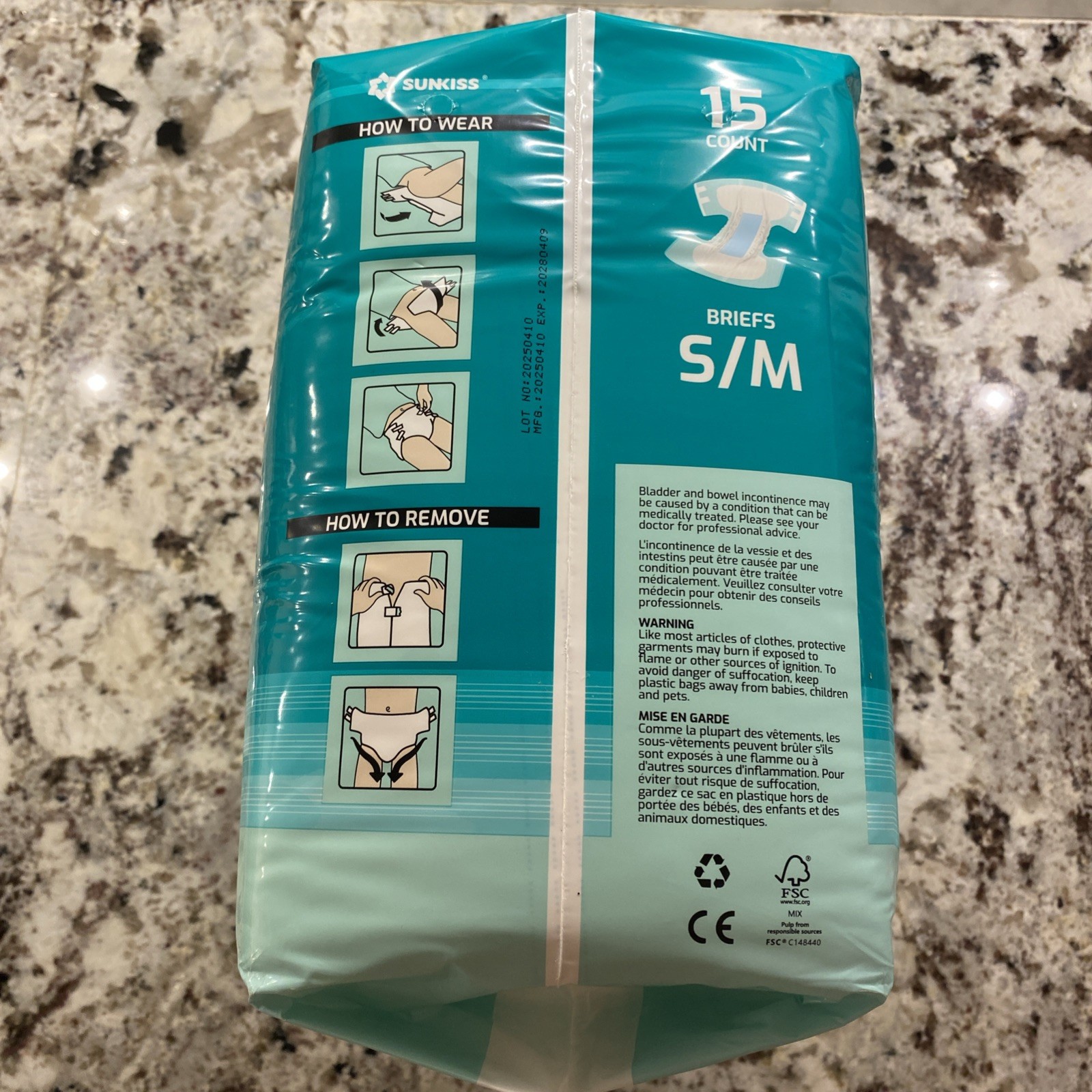 SUNKISS TrustPlus Adult Diapers Unisex Size S/M 28”-34” 15CT