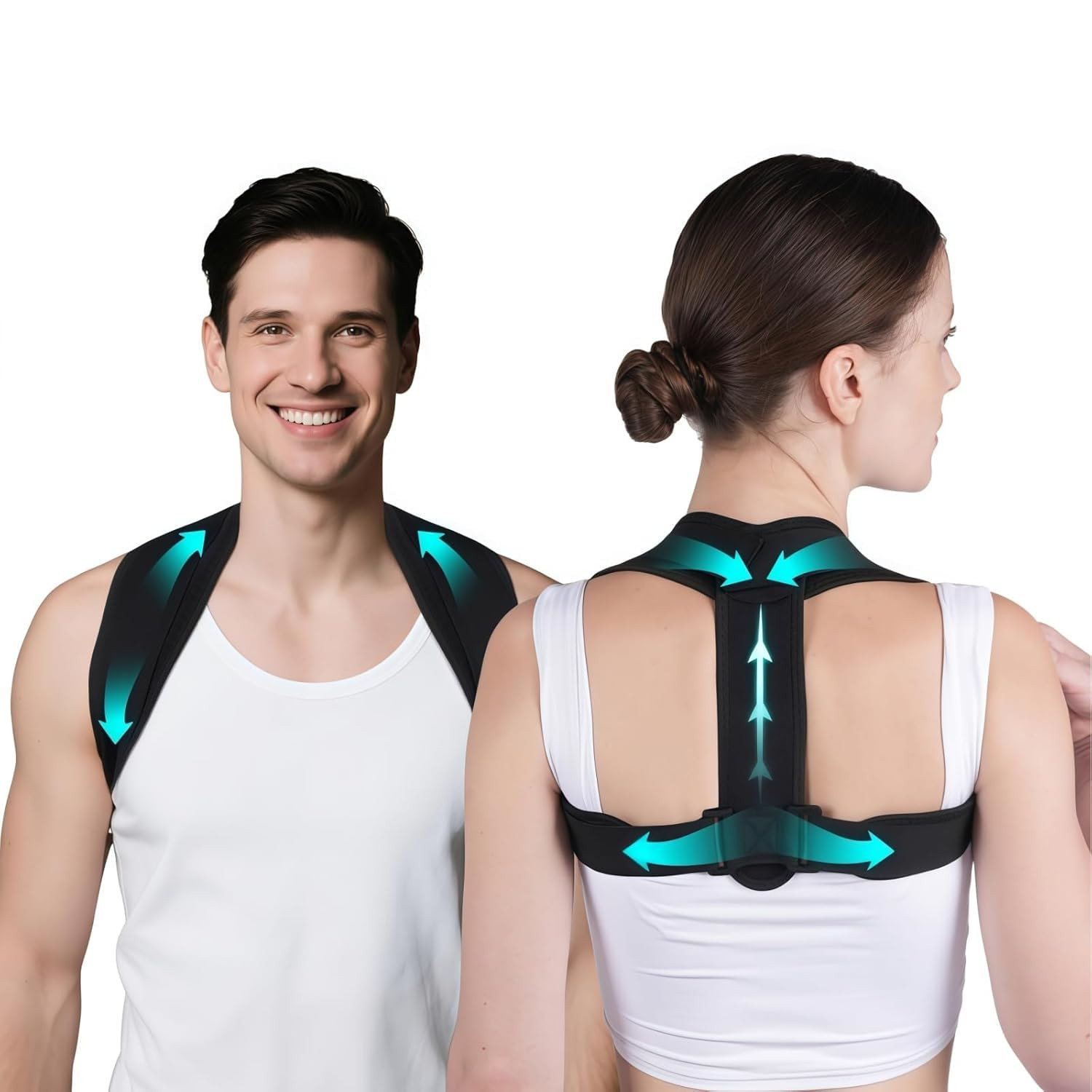 Posture Corrector for Women & Men – Adjustable Upper Back Brace Straightener Sui