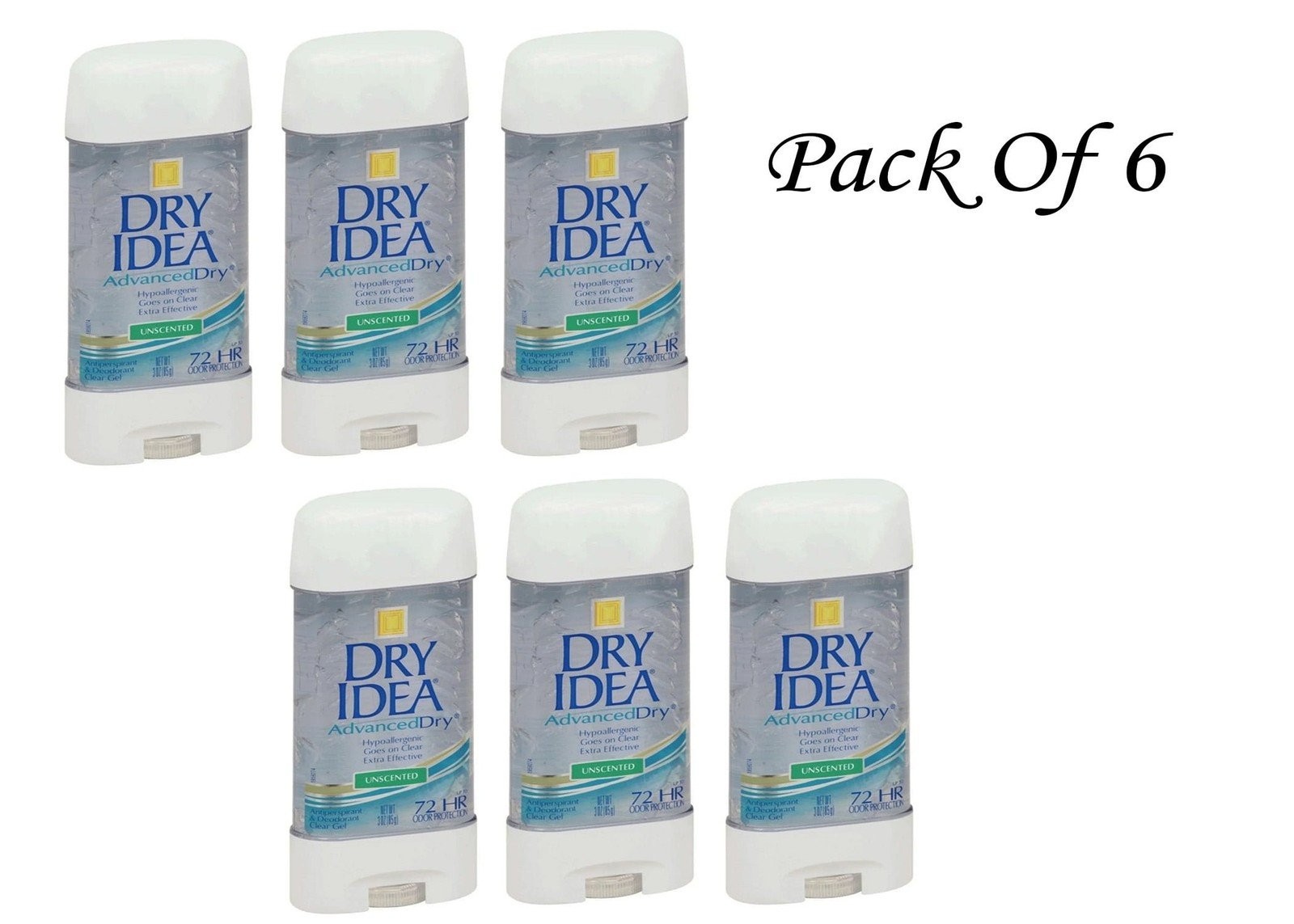 Dry Idea Antiperspirant Deodorant Gel Unscented (Pack Of 6)