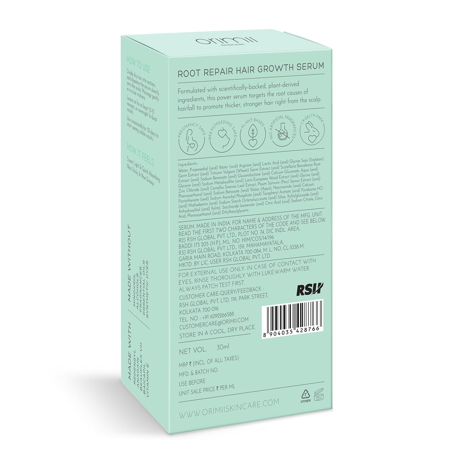 Orimii Postpartum Hair Growth Serum Roots Repairs & Promotes Hair Growth 30ml