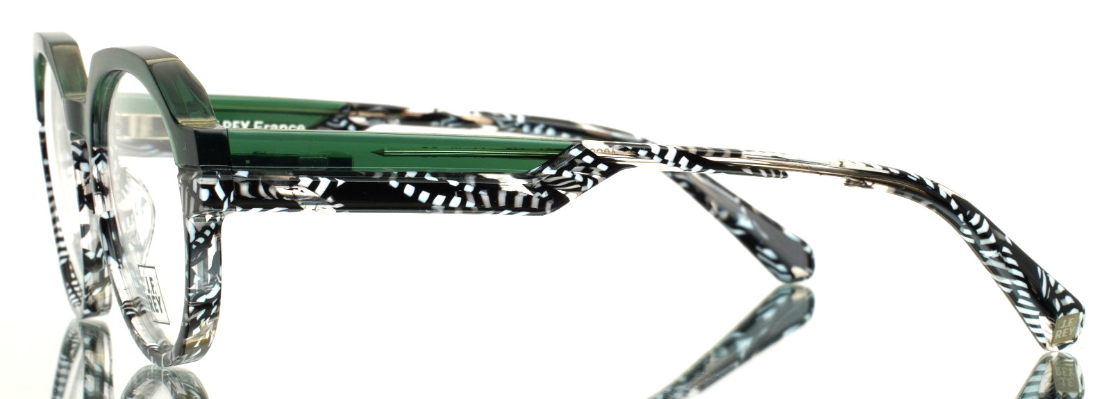 JF REY JF1556 4899 Green Black White Womens Round Full Rim Eyeglasses 48-21-145