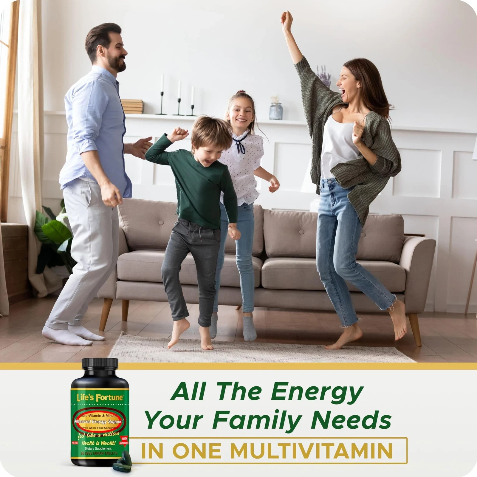 Life’s Fortune Multivitamin & Mineral 60 Tablets All Natural Energy Source Su…