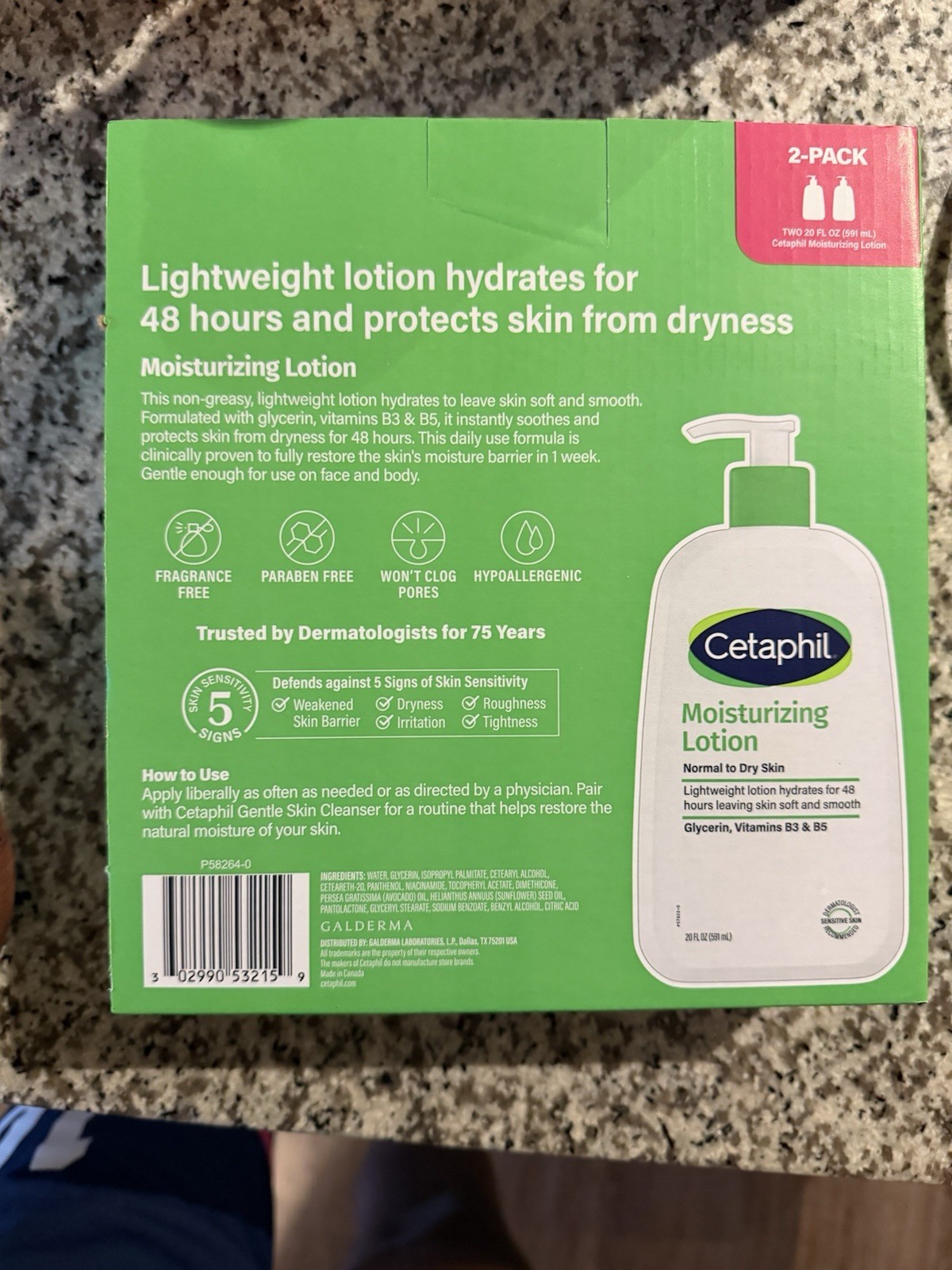Cetaphil Moisturizing Lotion for Normal to Dry Skin, 2×20 fl oz, Glycerin
