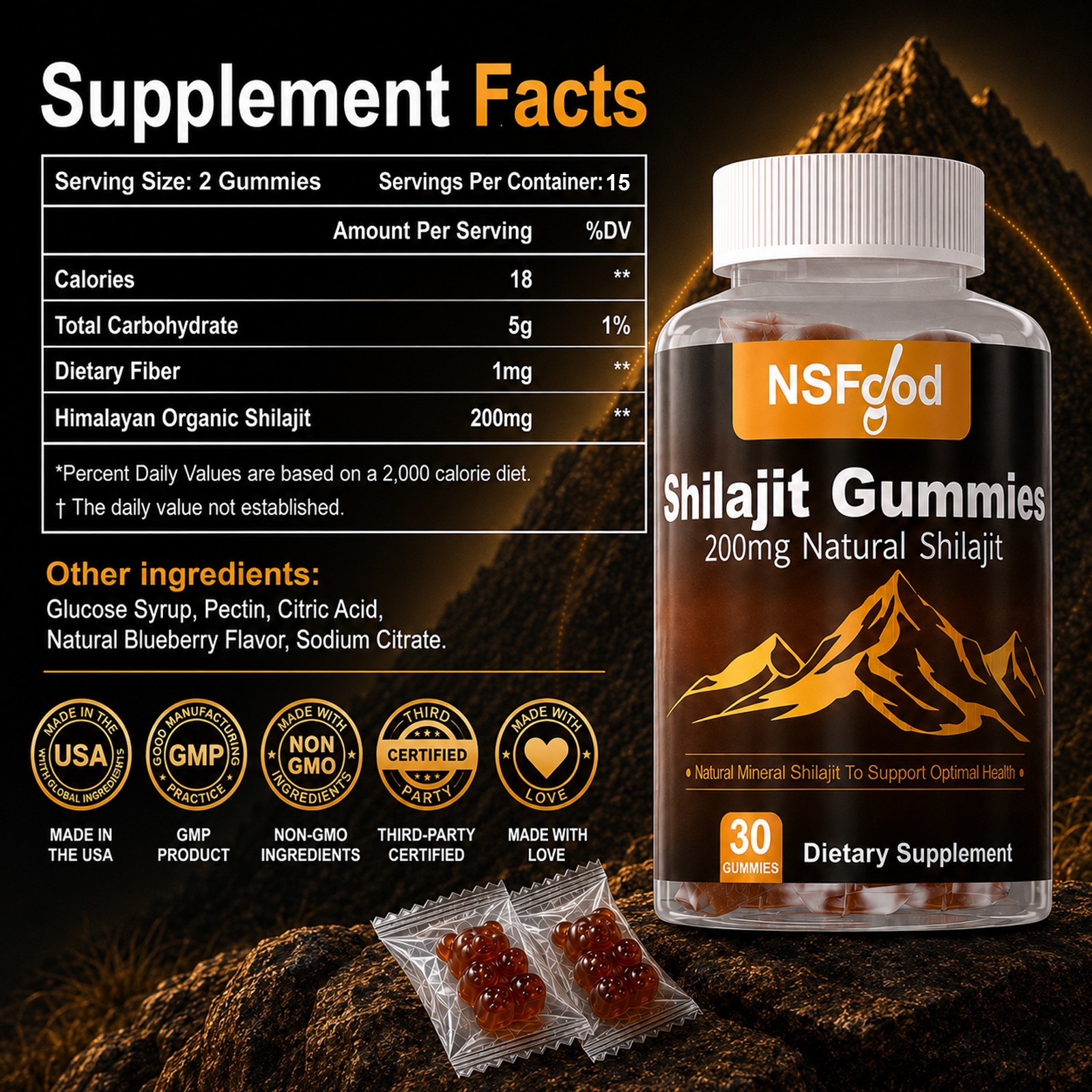 Pure 100% Himalayan Shilajit Gummies | Shilajit Resin Supplement | Energy Boost