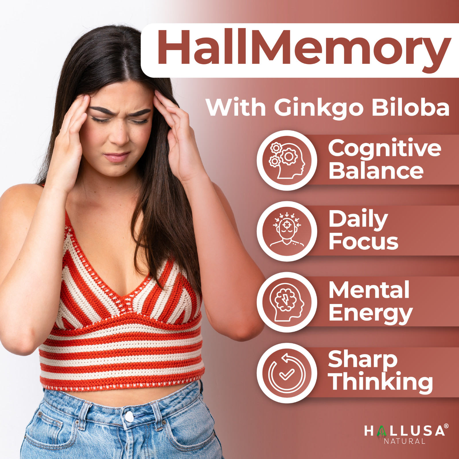 HALLMEMORY – Brain Health – Mental Concentration – Focus Function 60 Caps