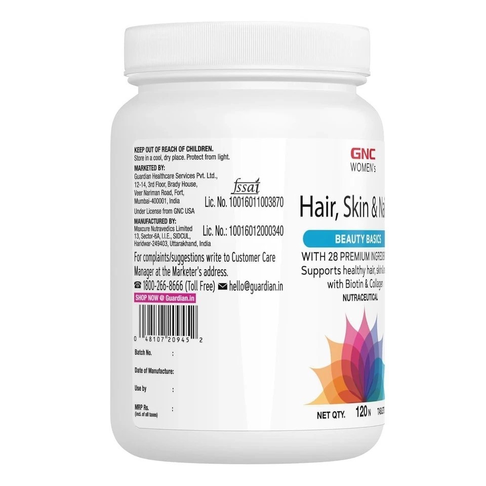 GNC Women’s Hair, Skin and Nails Multivitamin With Biotin For Women| 120 Tablets