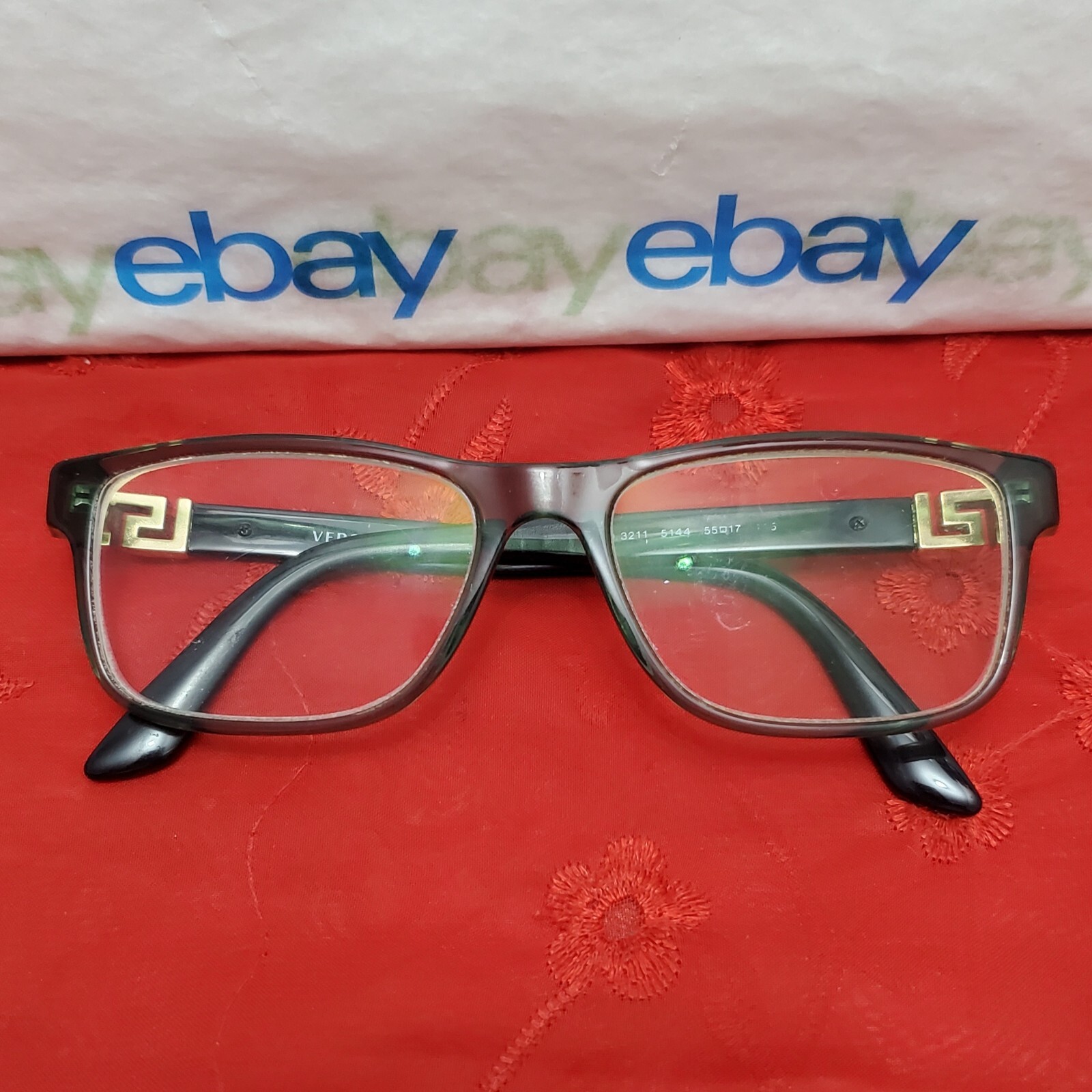 VERSACE 3211 5144 Clear/Green Black 55¤17 145 Eyeglasses “Frame Only” Rx Unknown