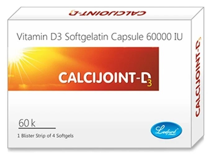 CALCIJOINT Vitamin D3Cholecalciferol 60000 IU Pack of 10 x 4 Capsules Once Week