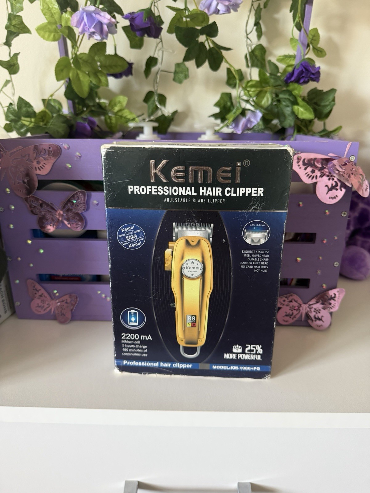 Kemei KM-1986+PG Gold Cordless USB Fast Charge Adjustable Blade Hair Clipper