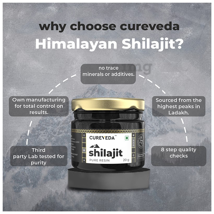 Cureveda Himalayan Shilajit Resin 20GM | Ginger Honey Flavour I Duty Free In USA