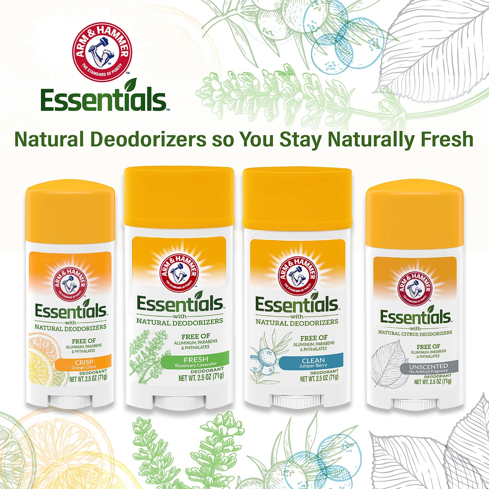 Arm & Hammer Essentials Solid Deodorant, 15 Ounce (Pack of 1), no