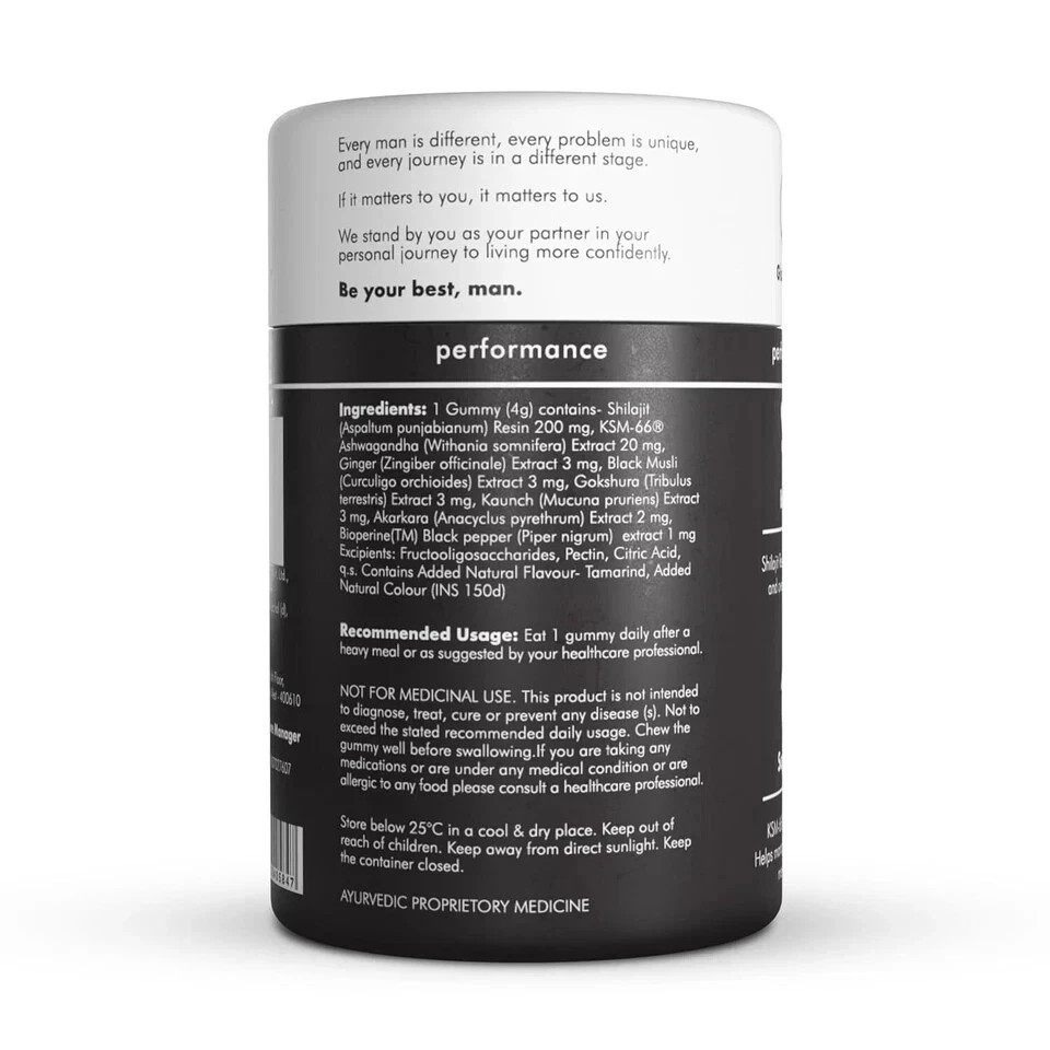 Man Matters Pure Himalayan Shilajit/Shilajeet Gummies with KSM 66 Ashwagandha