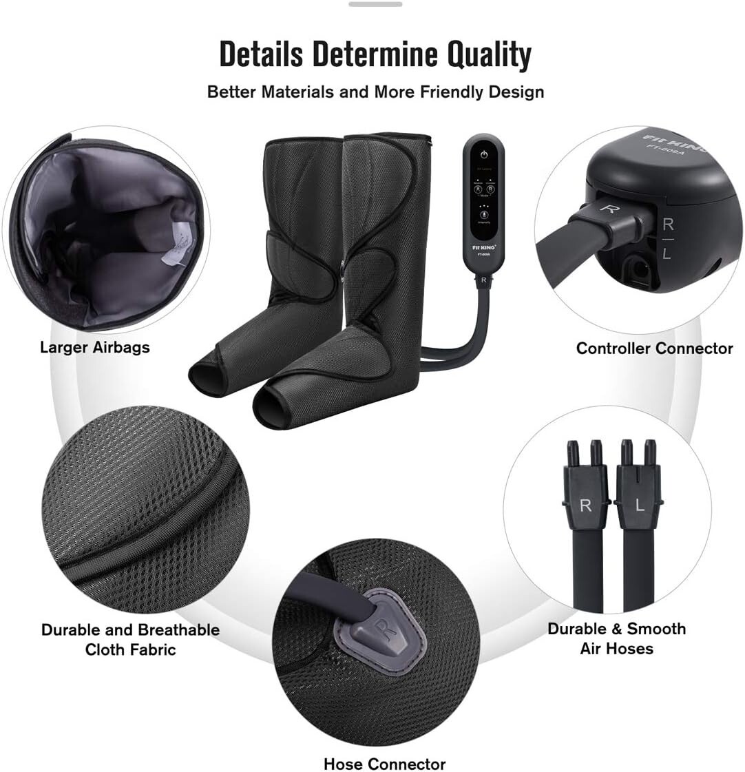 FIT KING Leg and Foot Massager Compression Circulation for Muscle Pain Relieve