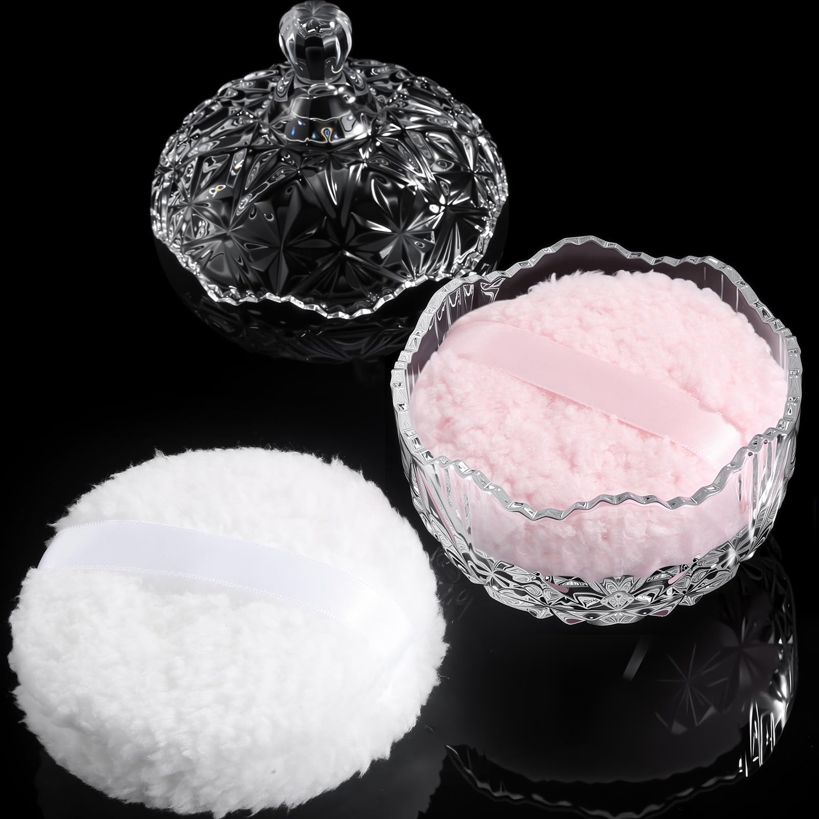 3 Pcs Large Body Powder Puff and Container, Powder Container with Puff, Powde…