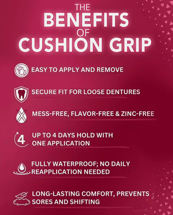 Cushion Grip Soft Thermoplastic Denture Adhesive 1 Oz – (Pack of 1,2,3,4, (5+1)