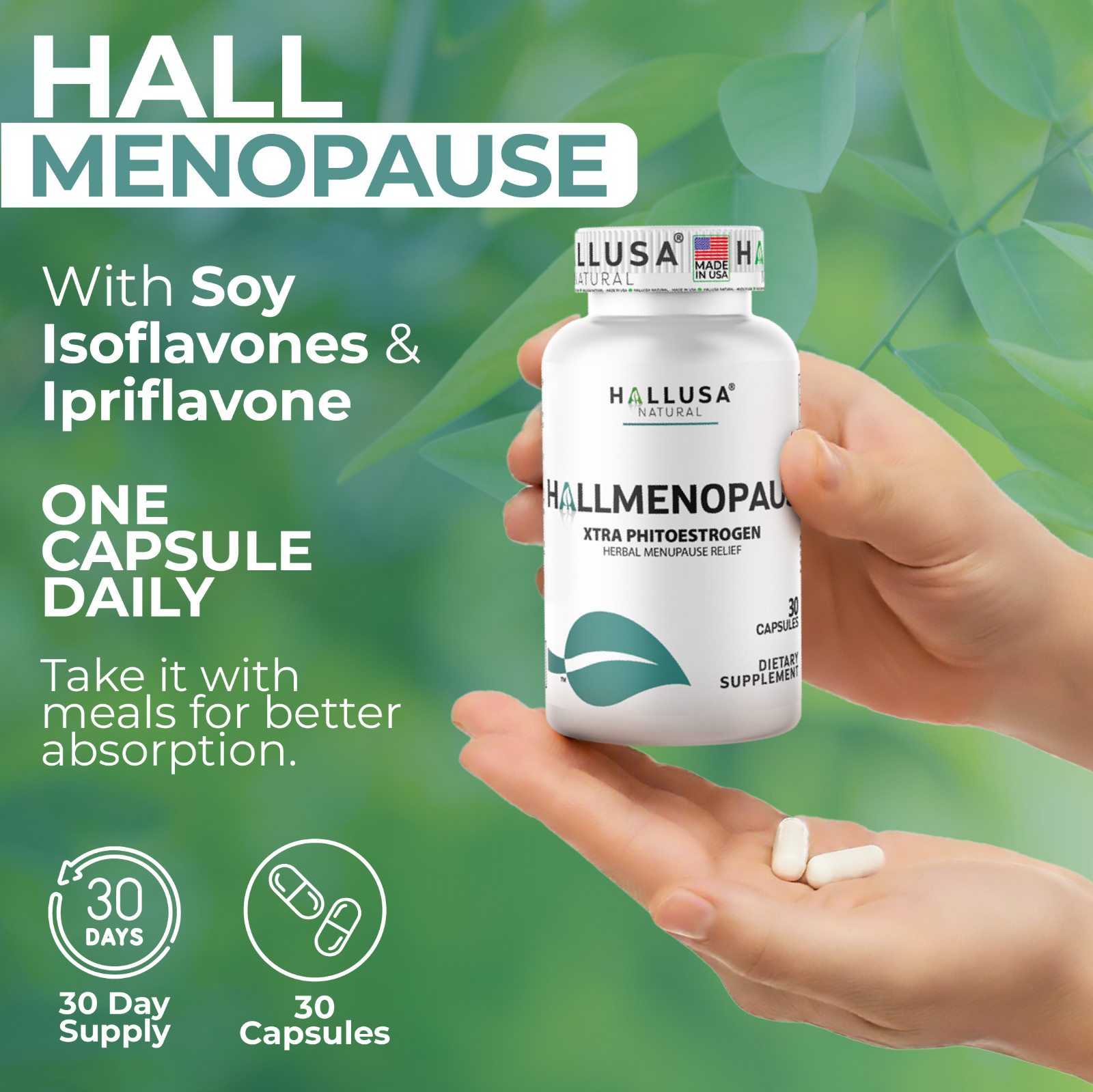 HALLMENOPAUS – Menopause Support – Hormone Balance – 30 Caps
