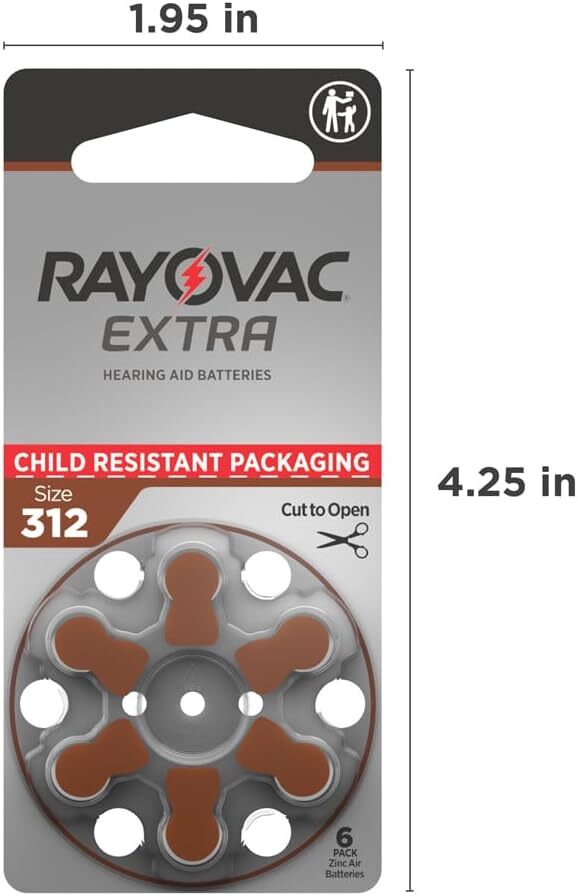 60 Rayovac Extra Advanced Hearing Aid Batteries, SIZE 312 Fast Shipping from USA