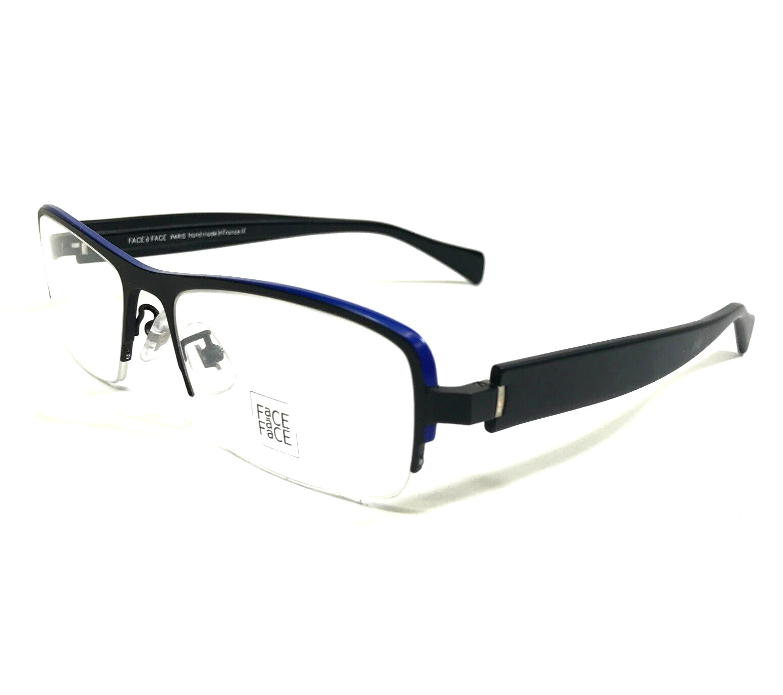 Face a Face Eyeglasses Frames Loris 1 9231 Black Blue Rectangle 55-18-135