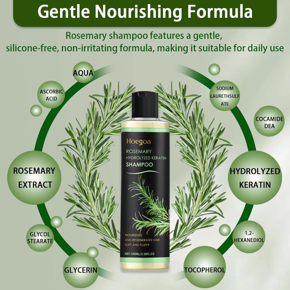 3 Pack Rosemary Hair Growth Shampoo Hydrolyzed Keratin Shampoo for Thinning Hair