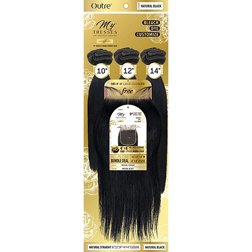 100% Human hair Mytresses Gold Label Natural Straight Closure