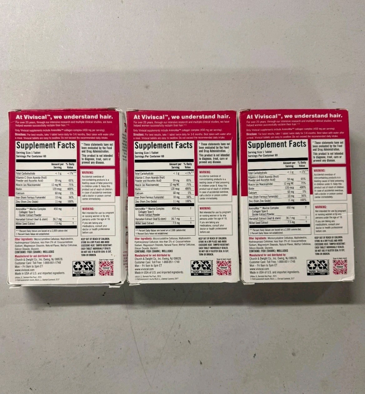 3 Viviscal Formerly x Strength Advanced Hair Women 60×3=180CT Exp 10/26