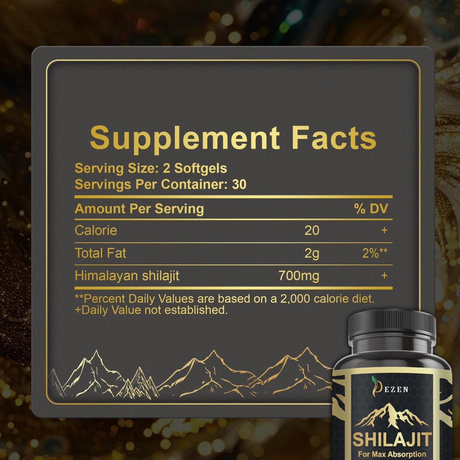 DEZEN Pure Himalayan Shilajit Softgel 60 Count Each Bottle