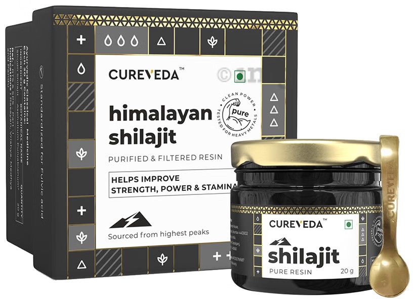 Cureveda Himalayan Shilajit Resin 20GM | Ginger Honey Flavour I Duty Free In USA
