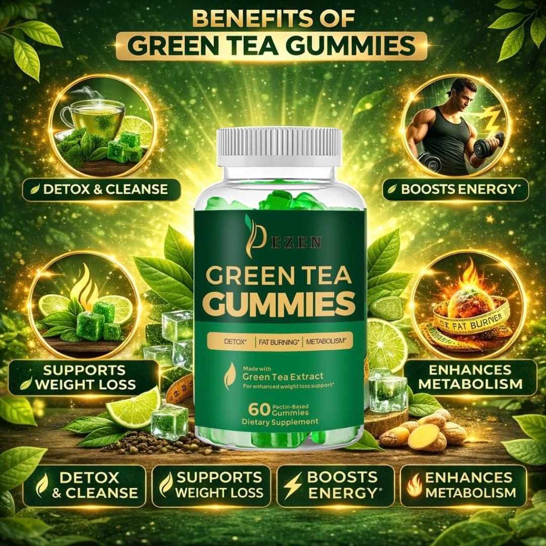 Fat Burner Green Tea Gummies, Metabolism & Weight Loss Supplements 60 Each