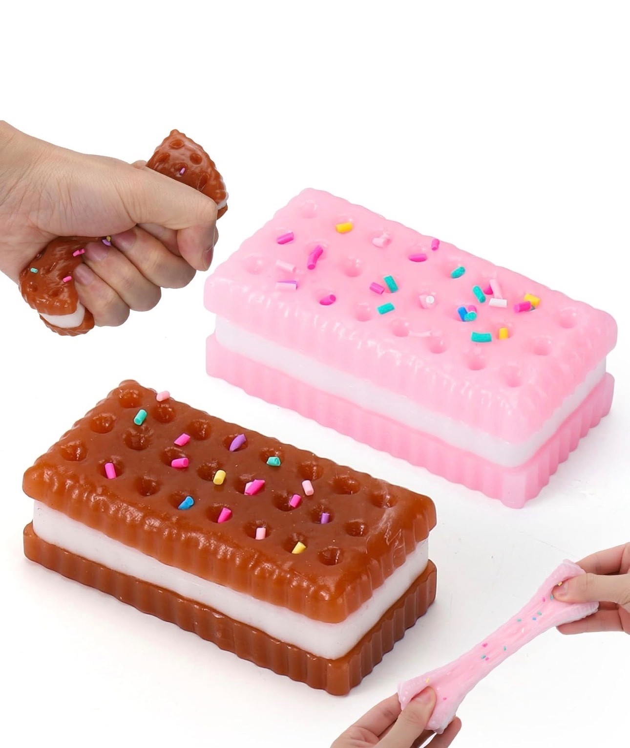 Silicone Stress Relief Squishy,2 PCS Cookie Sticky Taba Squishy Fidget Toys