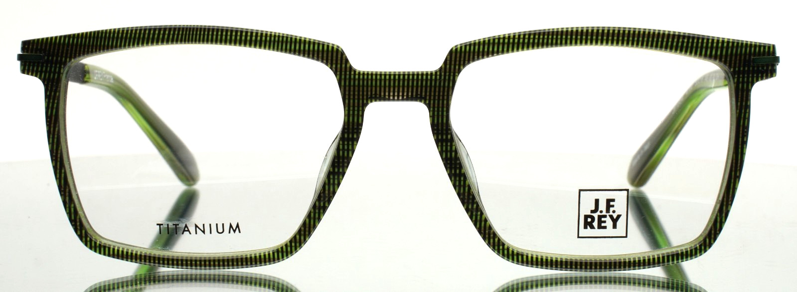 JF REY JF1554 4700 Green Black Mens Rectangle Full Rim Eyeglasses 53-18-145 B:40