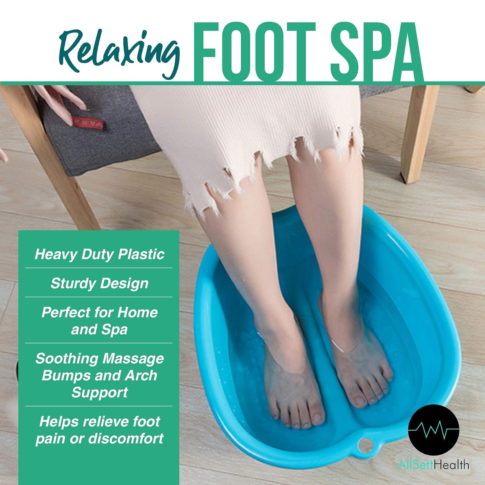 AllSett Health Foot Soaking Bath Basin – Large Spa Treatment for Feet