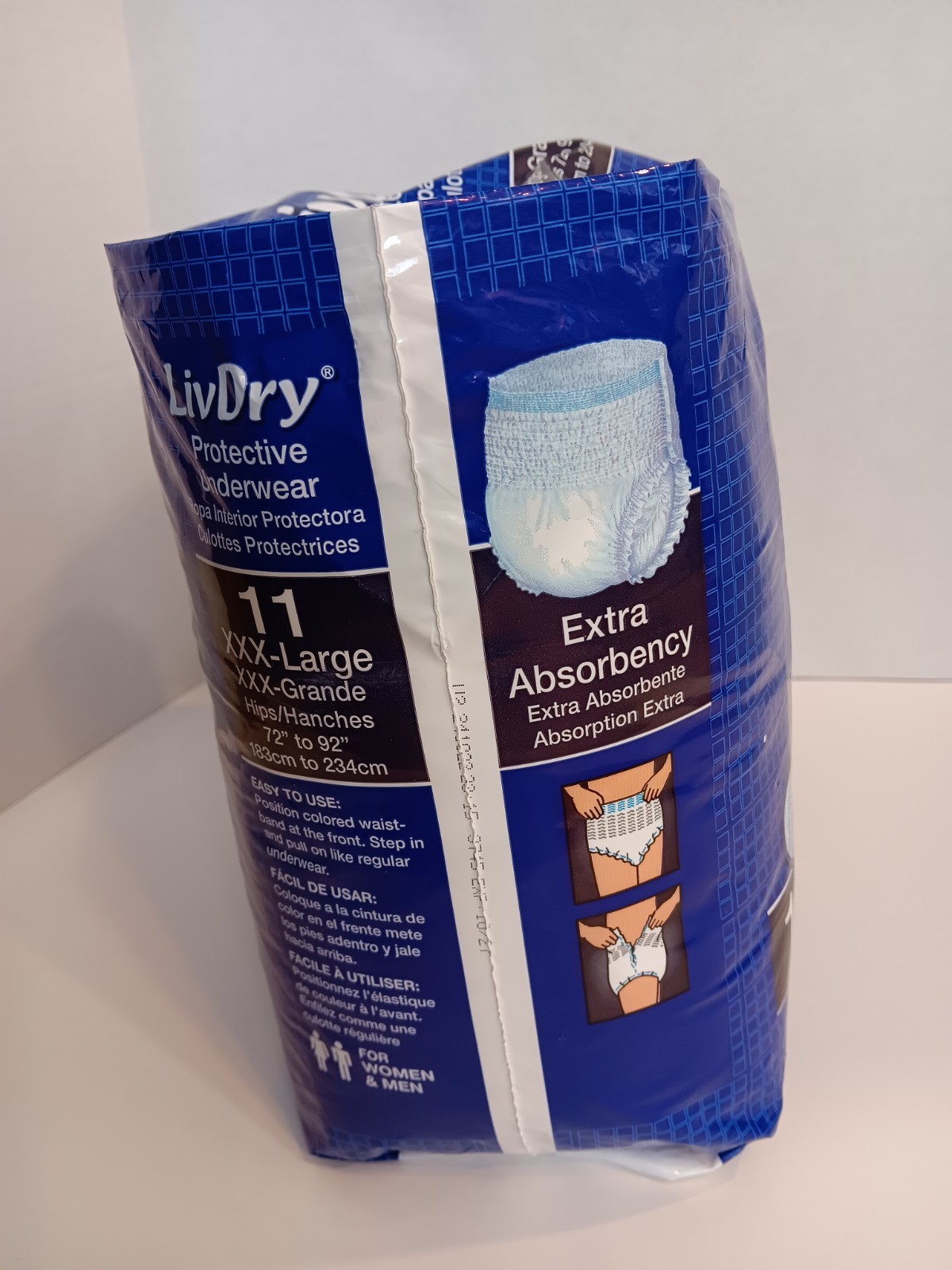LivDry Adult XXX-Large 72″-92″ Extra Absorbent Protective Underwear – 11 Pcs