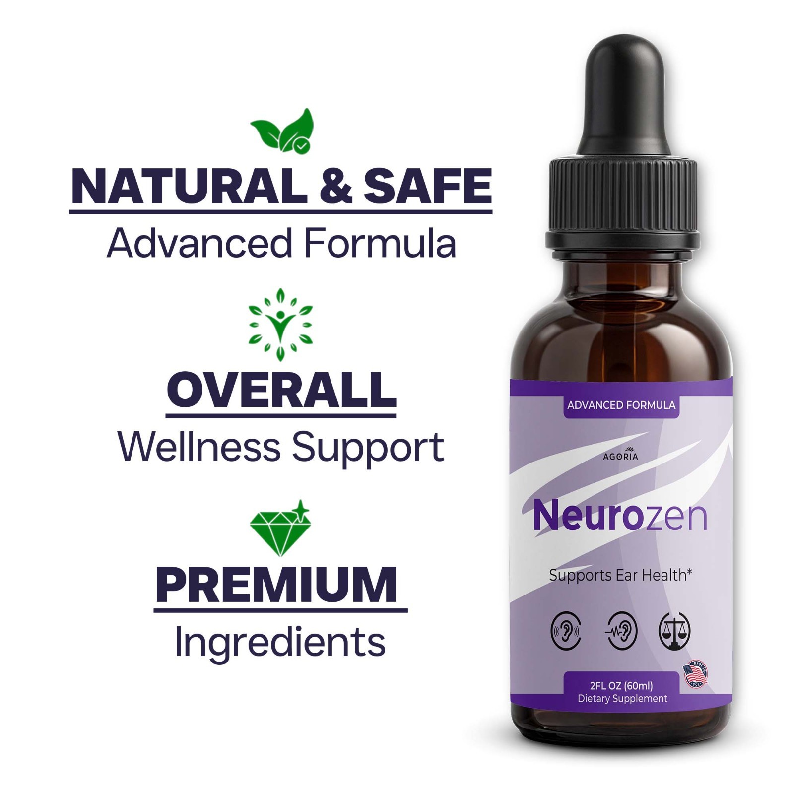 (1 Pack) NeuroZen Drops, Neuro Zen Advanced Ear Health and Hearing Support Drops