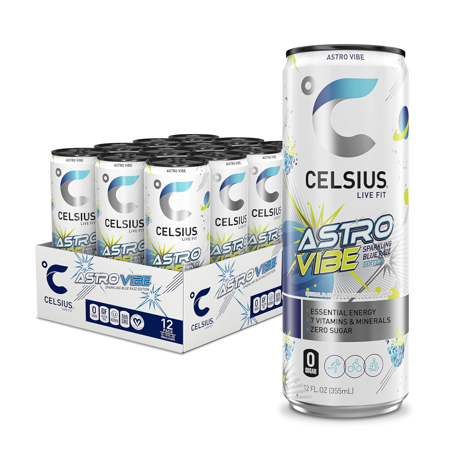 CELSIUS Sparkling, Sugar Free Energy Drink, 12 Fl Oz (Pack of 12)