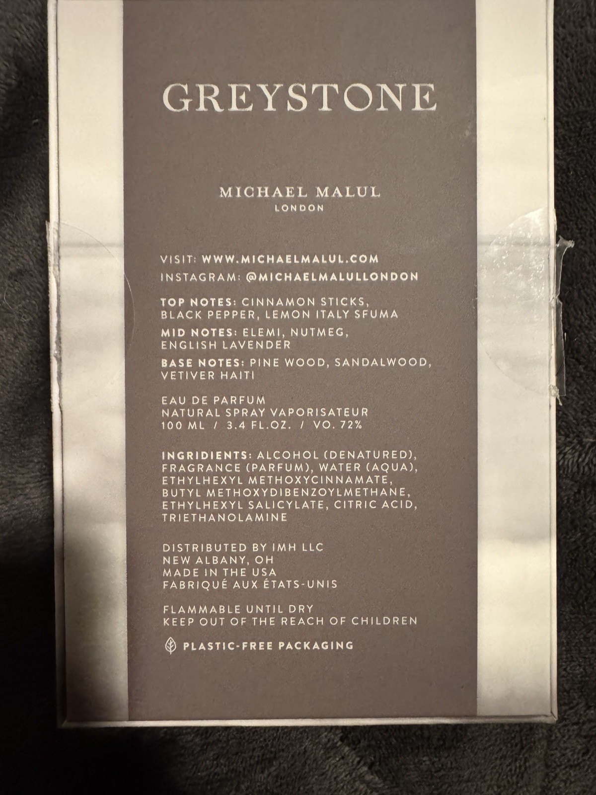 Michael Malul London Greystone Eau de Parfum Spray 3.4 fl oz Regular Size