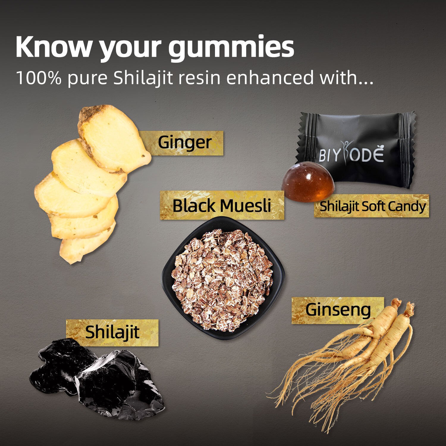 Himalayan Shilajit GOLD Gummies, Organic, Extremely Potent 3000 mg, Fulvic Acid