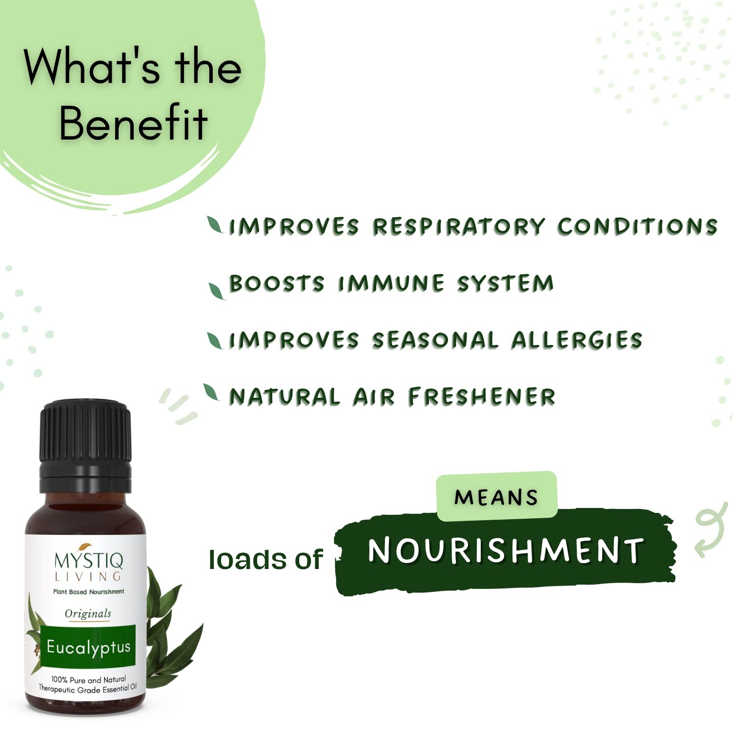 Mystiq Living Eucalyptus Essential Oil For Skin & Hair 15ml