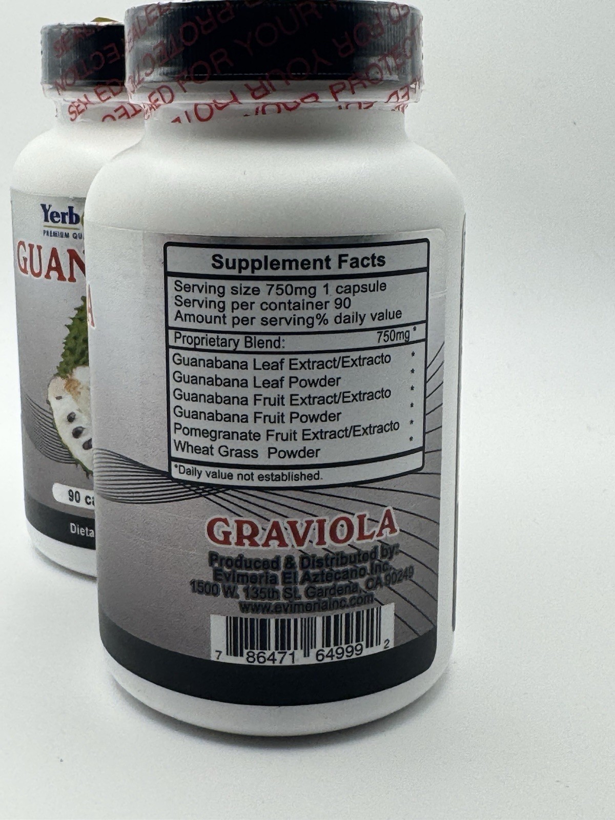Yerbas Finas Guanabana Graviola 750 mg 90 Capsules Oral Dietary Supplement