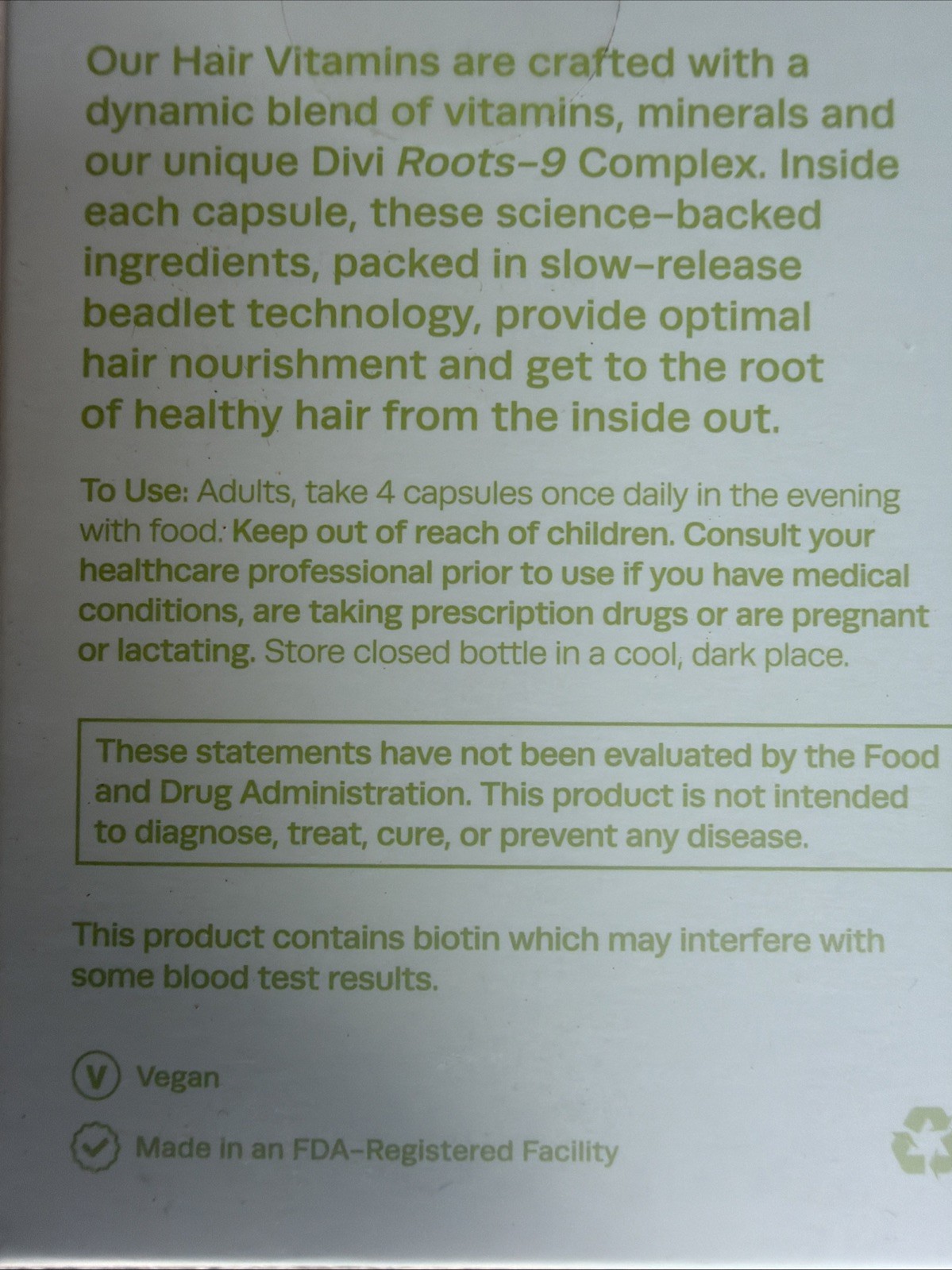 Divi Hair Growth Supplement for Men and Women 120 capsules Exp: 07/2026