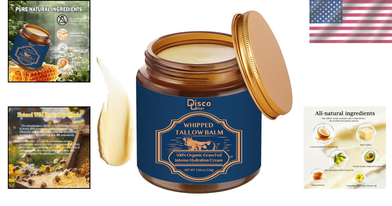 Natural Skin Repair Balm – 100% Grass Fed Beef Tallow & Hydrating Oils, 8.15 oz